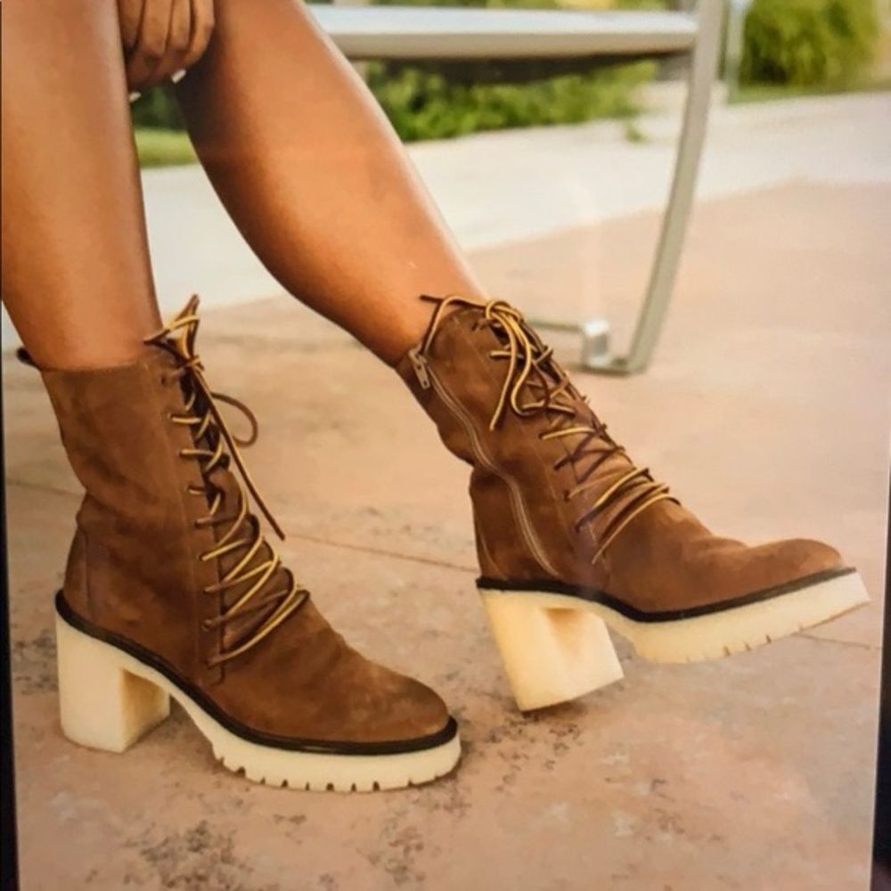 Free People Dylan Lace Up Boot in Taupe Size 40